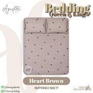 Little Heart Brown Microsilk Premium Single Queen King Size 90x200 200x200 Cross Rubber Bed Sheet