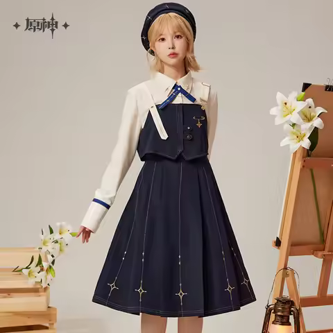 Official MiHoYo Albedo Skirt Genshin Impact Albedo Cosplay Costume Women's Lolita Long Sleeve Shirt 