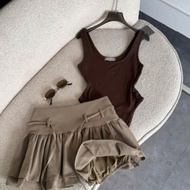 Crop top and skirt set, luxurious women's set, 2-piece set with sexy flared short skirt H444 LYLYSHO