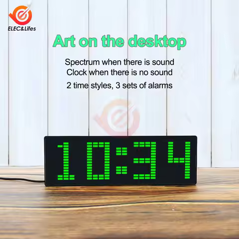 LED Music Spectrum Rhythm Display RGB Light Electronic Clock Voice Activated Car Audio Level Indicat