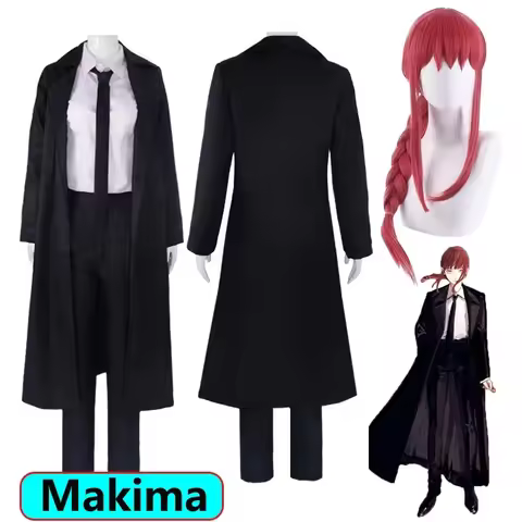 Anime Chainsaw Man Makima Cosplay Costume Wig Trench Shirt Tie Pants Makima Cosplay Suits Halloween 