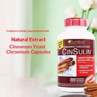 TruNature CinSulin Cinnamon Yeast Chromium Capsules (200 capsules) - Original Import from the USA