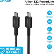 Anker 322 Charger Cable 60W 3A USB Type C to C Nylon Cable 3FT - A81F5