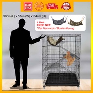 *3 KAKI* Sangkar Kucing Besar 3 Tingkat / Cat Cage Big 3 Level - 90cm(L) x 57cm(W) x 128cm(H) - 6233