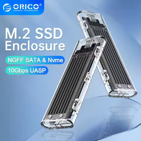 ORICO M2 SSD Case M.2 NVME SSD Enclosure M.2 to USB C Transparent Hard Drive Enclosure for NVME PCIE
