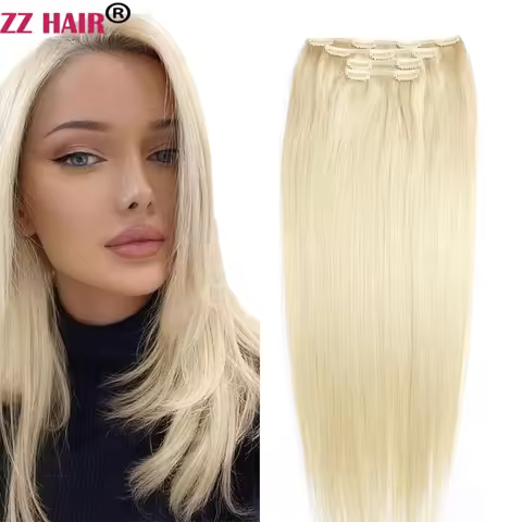 ZZHAIR 100% Human Remy Hair Extensions 16"-24" 4pcs Set 100g-200g Clips In Four Pieces 1x20cm 1x15cm