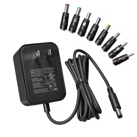 24V1A 24W Universal Power Adapter, AC 100-240V Input to DC 24V1A Output, with 8 DC Plugs, AC to DC A