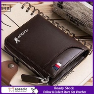 [100% Original]apeadlc Playboy Men's Short Wallet Leather Zipper Multifunctional Business Wallet Card Case Genuine Leather Texture Fashion Business Wallet