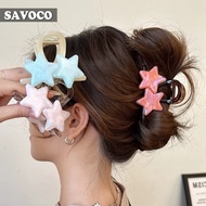 SAVOCO Cute Star Colorful Hair Clip Female Fashion Catch Clip for Summer Hair Accessories SC100
