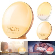 Ready  LED Light Alarm Clock Sunrise Simulation Sleep Aid with FM Radio Snooze Clock for Bedroom MS