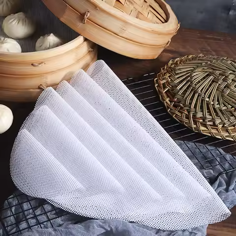 5Pcs Round Non Stick Silicone Steamer Pad 20/28/48cm Reusable Dim Sum Paper Restaurant Steamers Net 