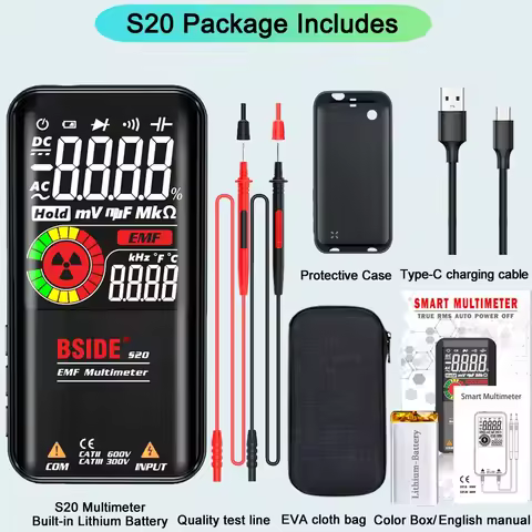BSIDE S11 S20 Profesional Digital Multimeter Smart 9999 EMF Multitester DC AC Voltage Capacitor Ohm 