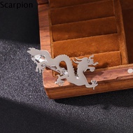 SCARPION โบราณโบราณ คลิปหนีบกระดาษรูปมังกรจักรราศี สไตล์จีนจีน ชนเผ่าชาติพันธุ์ หัวเข็มขัดเนคไท Loon