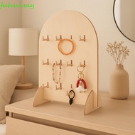 FUHUI Earring Display Rack, Wooden Detachable Jewelry Storage Rack, Multifunctional 3 Layers Arch Ho