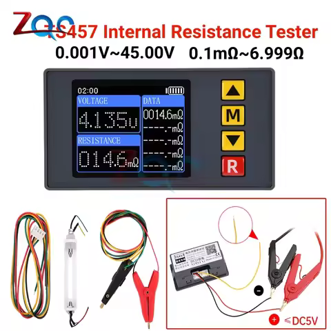 TS457 Voltage Internal Resistance Tester AC 4-Wire Kelvin Method Voltage Meter Internal Resistance T