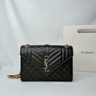 YSL Envelope深軍綠金鏈信封包