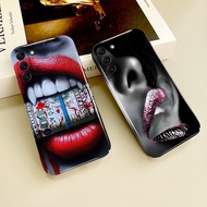 Phone Cover Red Lips Money 12S4 For Samsung S25 S23 S20 S21 S22 S24 S30 Plus Ultra FE Note 9 10 20 M