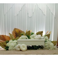 Kain Backdrop Pelamin Serong Segitiga Tirai Langsir Wedding Stage Backdrop