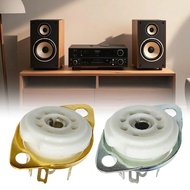 Thybeauty 2Pcs Ceramic Tube Socket GZC7-F Golden Tinning Plated 7-Pin Vacuum Electronic Tube Socket 