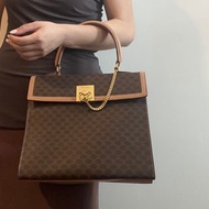 Celine Kelly凱旋門啡色手提包肩背側肩袋 送肩帶 中古vintage