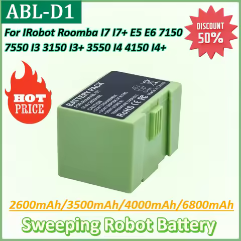 New ABL-D1 2600mAh~6800mAh Sweeping Robot Battery for IRobot Roomba I7 I7+ E5 E6 7150 7550 I3 3150 I