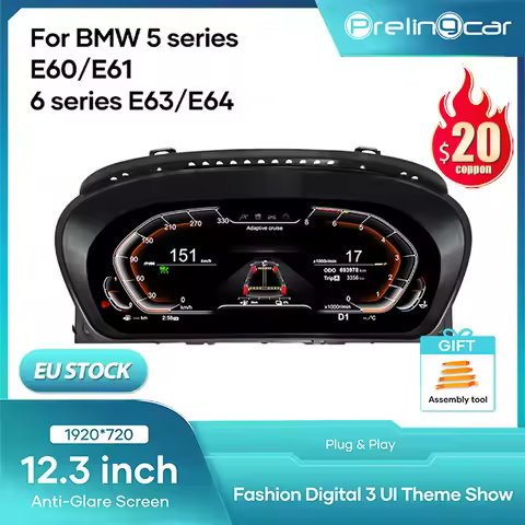 12.3 ''Digitale Dashboard For BMW 5 Series E60 E61 E63 E64 Ccc Cic Auto Lcd Paneel Snelheidsmeter Vi