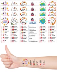 Drink Around The World Temporary Tattoo 24 Pack 6 Designs - Hypoallergenic World Map Snack Temporary