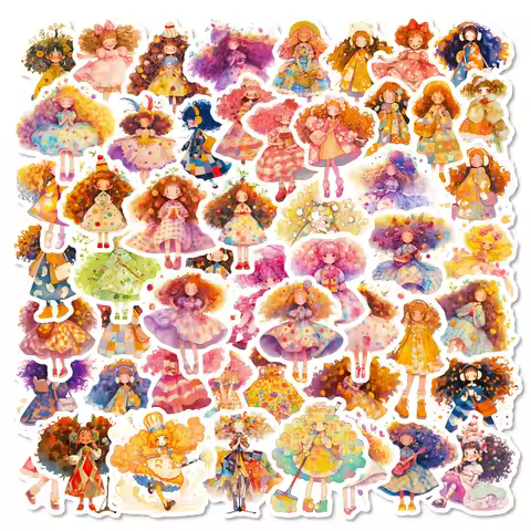 56PCS Cartoon Girl Daily Graffiti Stickers Luggage Laptop Cute Stationery Notebook Decorative Sticke