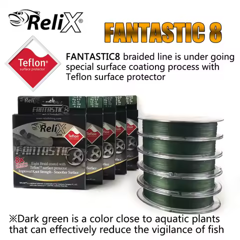 150m Relix Fantastic 8 Braid Coated PE Fishing Line With Teflon Surface Protector Multifilament 10-1
