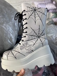 Punk Gothic Spider Web หนาด้านล่างเพิ่ม Martin Boots ผู้หญิง ฤดูใบไม้ร่วง Dark Series < Ne1> รองเท้า