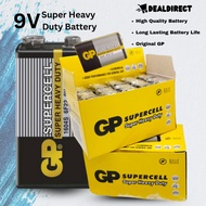 Bateri GP 9V Supercell Tahan Lama | GP 9V Battery Heavy Duty for Smoke Detector, Smart Tag [1Pcs]