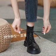 ZZSoft Leather Dr. Martens Boots Female British Style2023New Spring and Autumn Boots Tideins Skinny Boots Thick Bottom