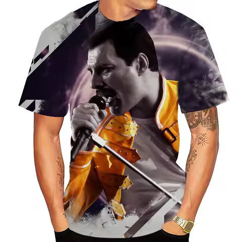New Fashion Rhapsody Freddie Mercury Rock Music Singer 3D Printing Short-sleeved T-shirt for Men and