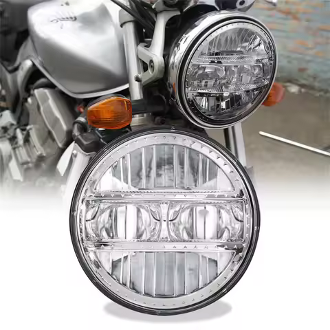 Chrome 5-3/4 5.75 inch LED Headlight with DRL For H_arley Motorcycles XL883/XL1200 Glide Deuce Stree