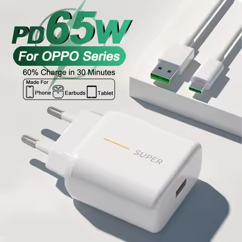 Original 65W Supervooc USB Fast Charger For OPPO K13 K12 K11 K10 Turbo Reno 14 13 12 11 Pro Find X8 