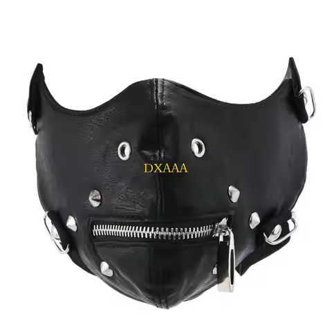 DXAA Rivet Spikes Leather Mask Cosplay Mask Motorcycle Biker Half Face Mask Anti Dust Sports Mask Ma