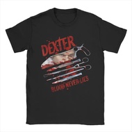 T-shirt bertema Dexter Morgan untuk lelaki, reka bentuk seram yang menyeronokkan. Diperbuat daripada
