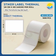 Kertas Stiker Thermal 30X20mm & 40X30mm Thermal Label 30X20mm & 40X30mm isi 800 pcs