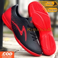 MERAH Specs futsal shoes Latest black and redINFINITY, quality stitching for adult men, bonus socks