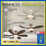 [YEOKA LIGHTS AND BATH] FANCO GIRASOL CEILING FAN 46 Inch Ultra Silent Motor with 6 Speed (Reversible) Remote Control 36W Light Kit DC Brushless Motor