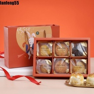 LANFENG Mid-Autumn Moon Cake Packaging Box, Cartoon Style Egg Yolk Crisp Box, Portable Box 6/8 Grids Paper Elegant Mooncake Box School Activities
