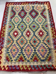 Turkish Kilim Wool Rug 5.7 x 4.1 ft (170 x 124 cm) Handmade Reversible Flatweave