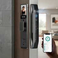 Tuya 6068 Smart Mortise Lock, 3D Face & Palmprint + Fingerprint, WiFi Video Intercom, 9-Language Rem