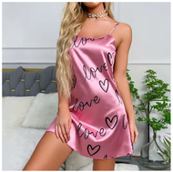 faWomen Sexy Sleeveless Nightdress Satin Chemise Lingerie Sleepwear Night Dress Cami Slip Dress Nigh