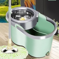 ST/🎫Mop Self-Drying Thickened Double Drive Barrel with Wheels Rotating Stainless Steel Household Mop Hand Wash-Free Wet