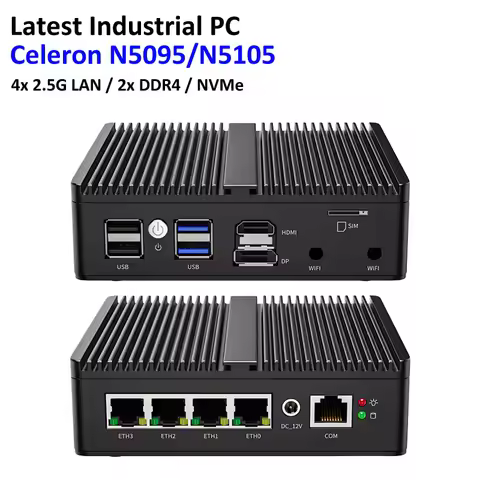 Fanless Mini PC Intel Twin Lake N150 N5105 Soft Router 4x Intel 226 2.5GBPs LAN HD DP pfSense Firewa