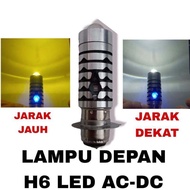 Lampu utama Led H6 laser jauh dekat putih-kuning/putih-putih plus senja biru