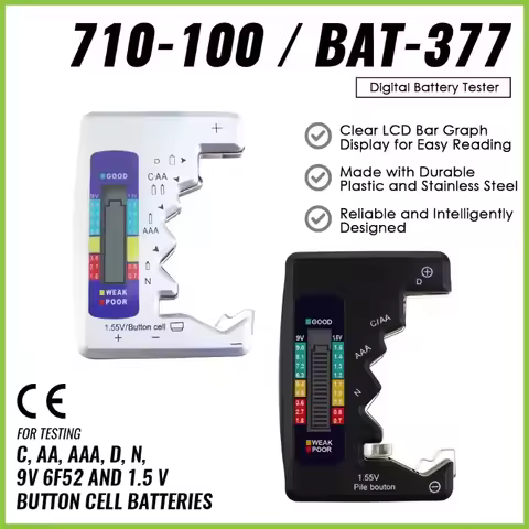 GA Battery Tester Checker for All Batteries C D N AA AAA 9V 1.5V Button Cell Battery Capacity Check 