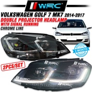 Volkswagen Golf 7 MK7 2014 - 2017 Double Projector Headlamp With Signal Running