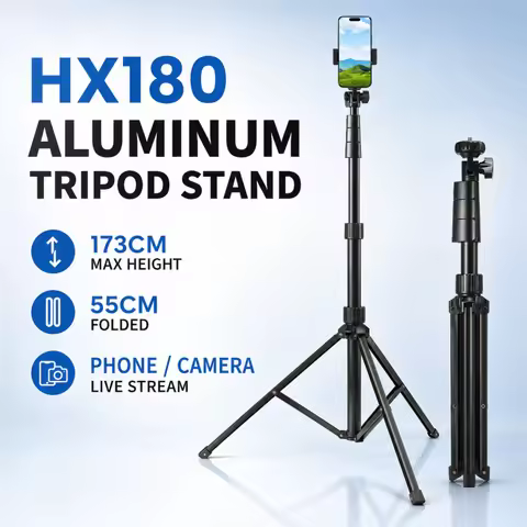 173cm Extendable Phone Tripod Stand, All-in-One Floor Selfie Stick for Live Streaming, Universal Mob